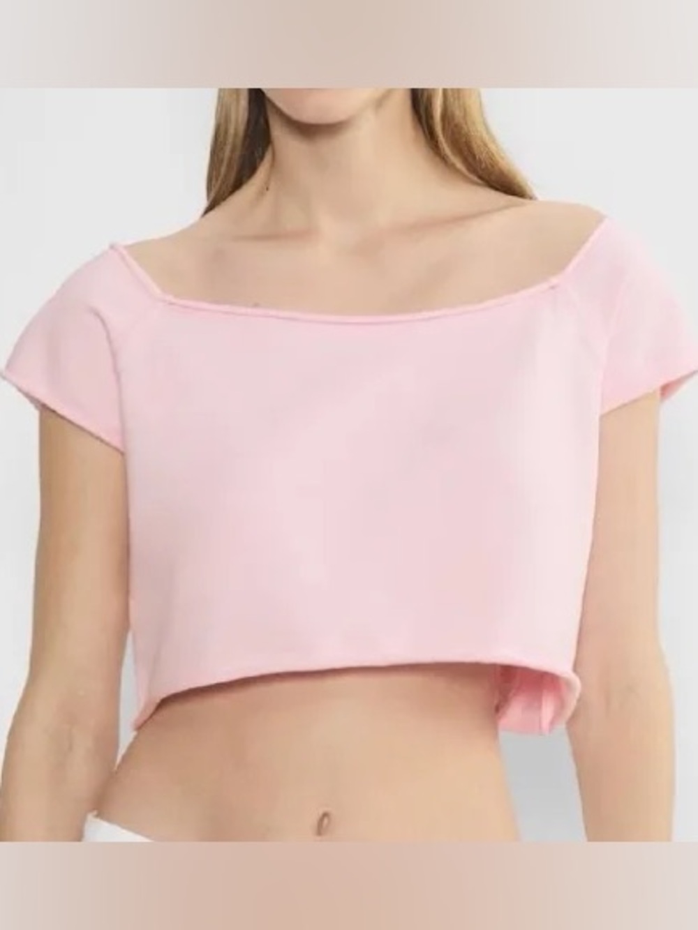 Aritzia TNA pink off the shoulder/square neck top